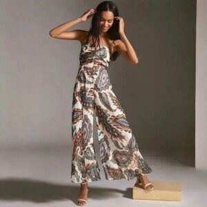 Anthropologie Ranna Gill Pleated Palazzo Leg Jumpsuit XS